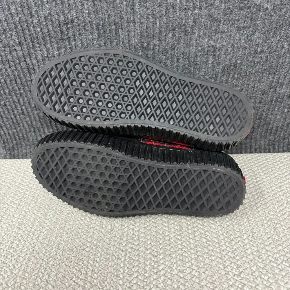 Vans Style 47 Creeper Black Tartan Plaid Buckle Suede Shoes Women’s 6.5